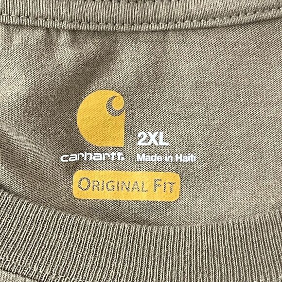 Carhartt Original Fit Mens Tan Short Sleeve Crew Neck Pocket Logo T-Shirt 2XL - Picture 4 of 4
